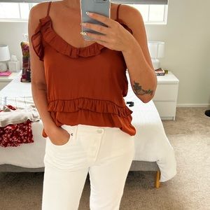 Burnt Orange / Rust Color; Grade & Gather Silk Tank in Size Small (fits loose)!